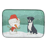Caroline'S Treasures Black Boxer And Snowman Christmas Dish Drying Mat, 14 X 21, Multicolor