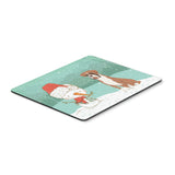 Fawn Boxer And Snowman Christmas Mouse Pad, Hot Pad Or Trivet