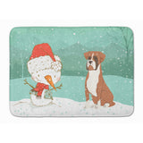 Caroline'S Treasures Fawn Boxer And Snowman Christmas Machine Washable Memory Foam Mat, Multicolor