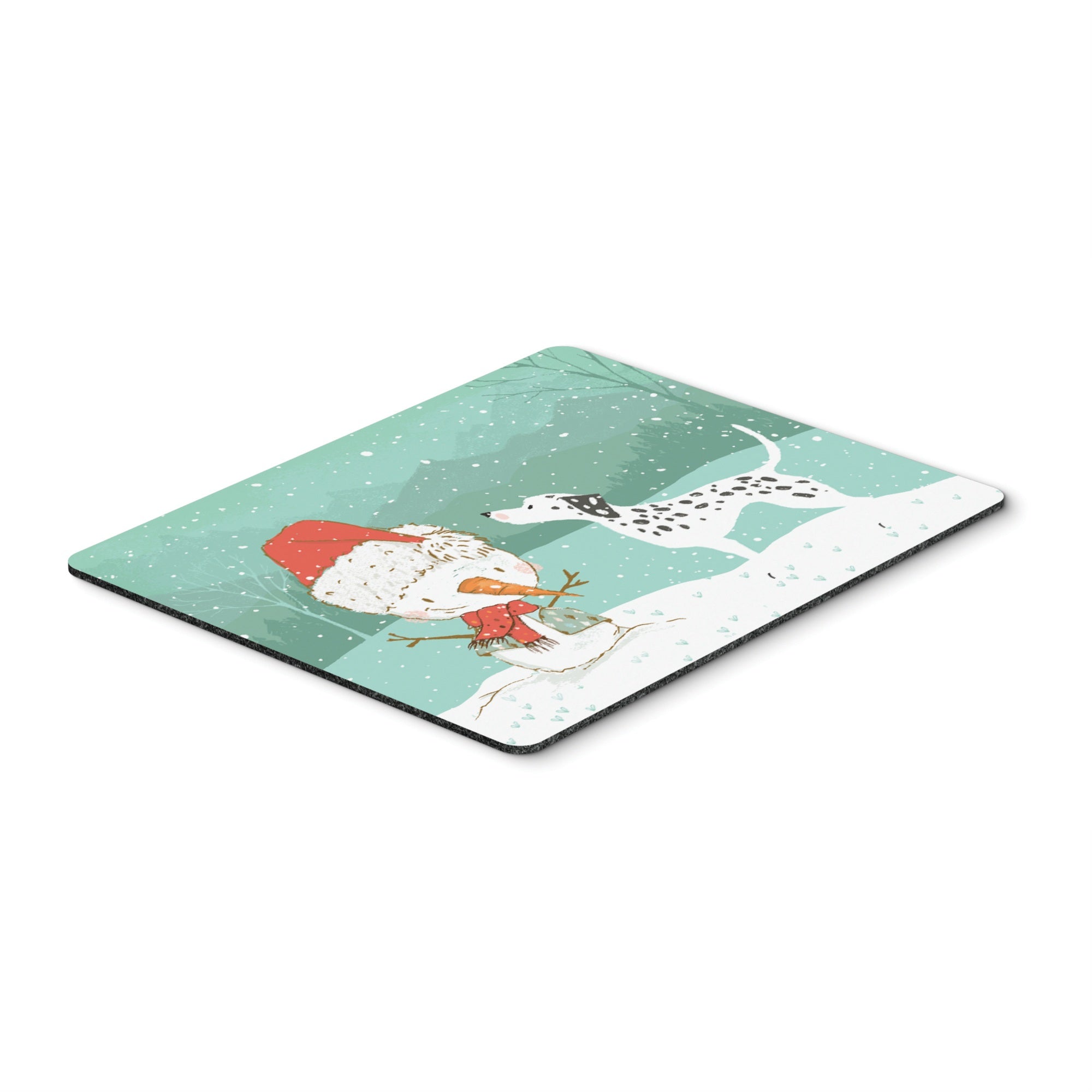 Dalmatian And Snowman Christmas Mouse Pad, Hot Pad Or Trivet