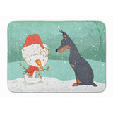 Caroline'S Treasures Doberman And Snowman Christmas Machine Washable Memory Foam Mat, Multicolor
