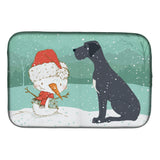 Caroline'S Treasures Black Dane And Snowman Christmas Dish Drying Mat, 14 X 21, Multicolor