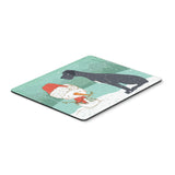 Black Great Dane And Snowman Christmas Mouse Pad, Hot Pad Or Trivet
