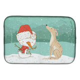 Caroline'S Treasures Brindle Greyhound Snowman Christmas Dish Drying Mat, 14 X 21, Multicolor