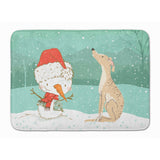 Caroline'S Treasures Brindle Greyhound Snowman Christmas Machine Washable Memory Foam Mat, Multicolor