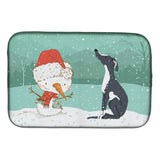 Caroline'S Treasures Black Greyhound Snowman Christmas Dish Drying Mat, 14 X 21