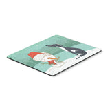 Black Greyhound Snowman Christmas Mouse Pad, Hot Pad Or Trivet