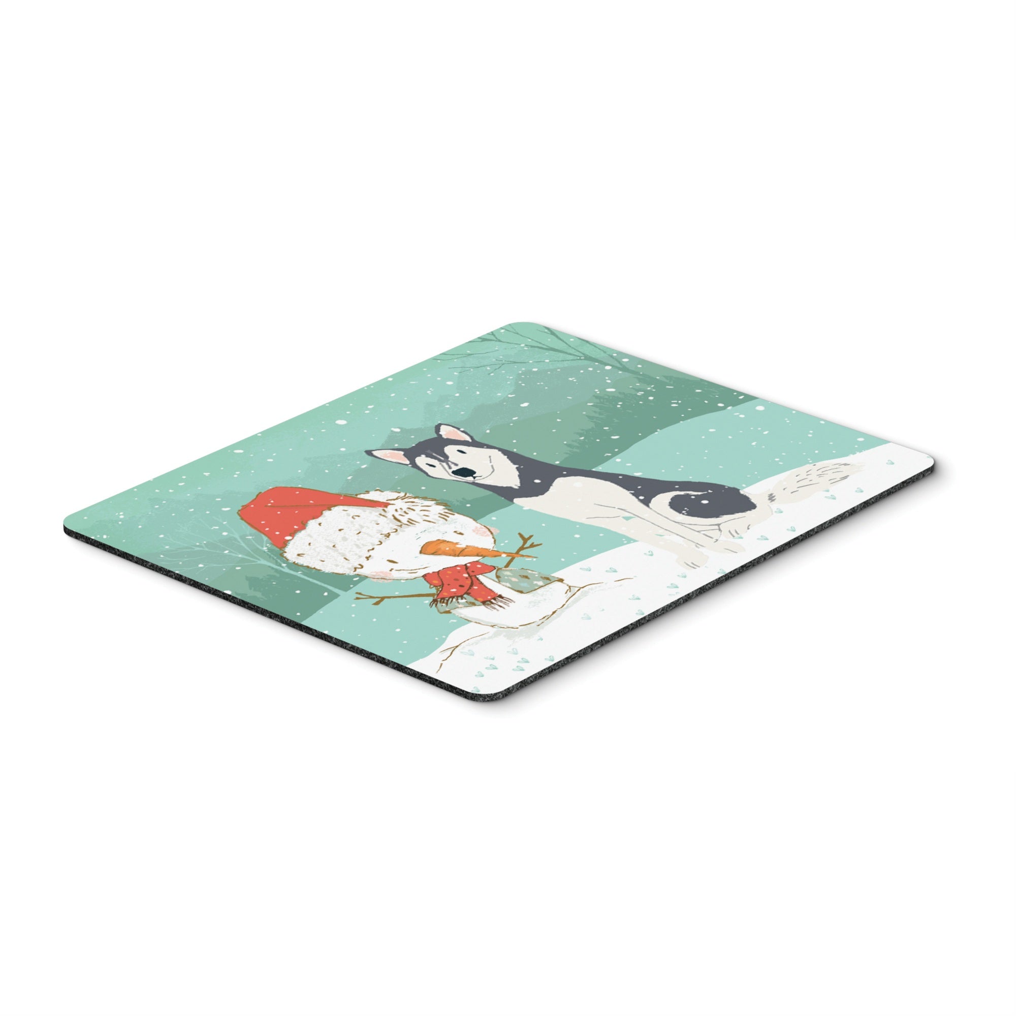 Siberian Husky Snowman Christmas Mouse Pad, Hot Pad Or Trivet