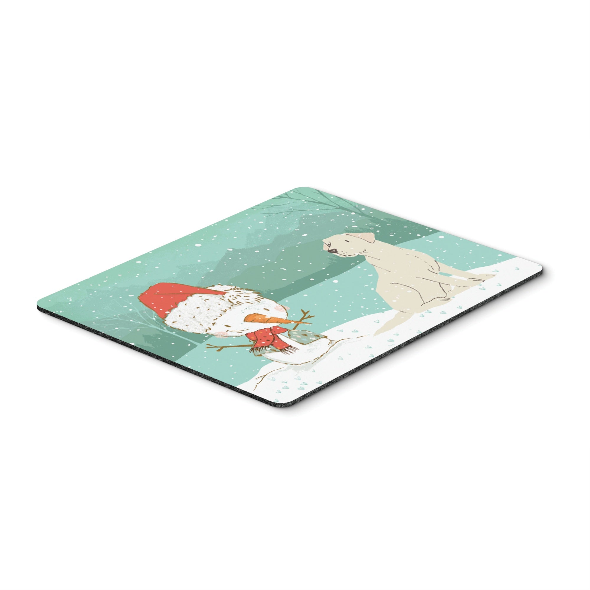 Yellow Labrador Snowman Christmas Mouse Pad, Hot Pad Or Trivet