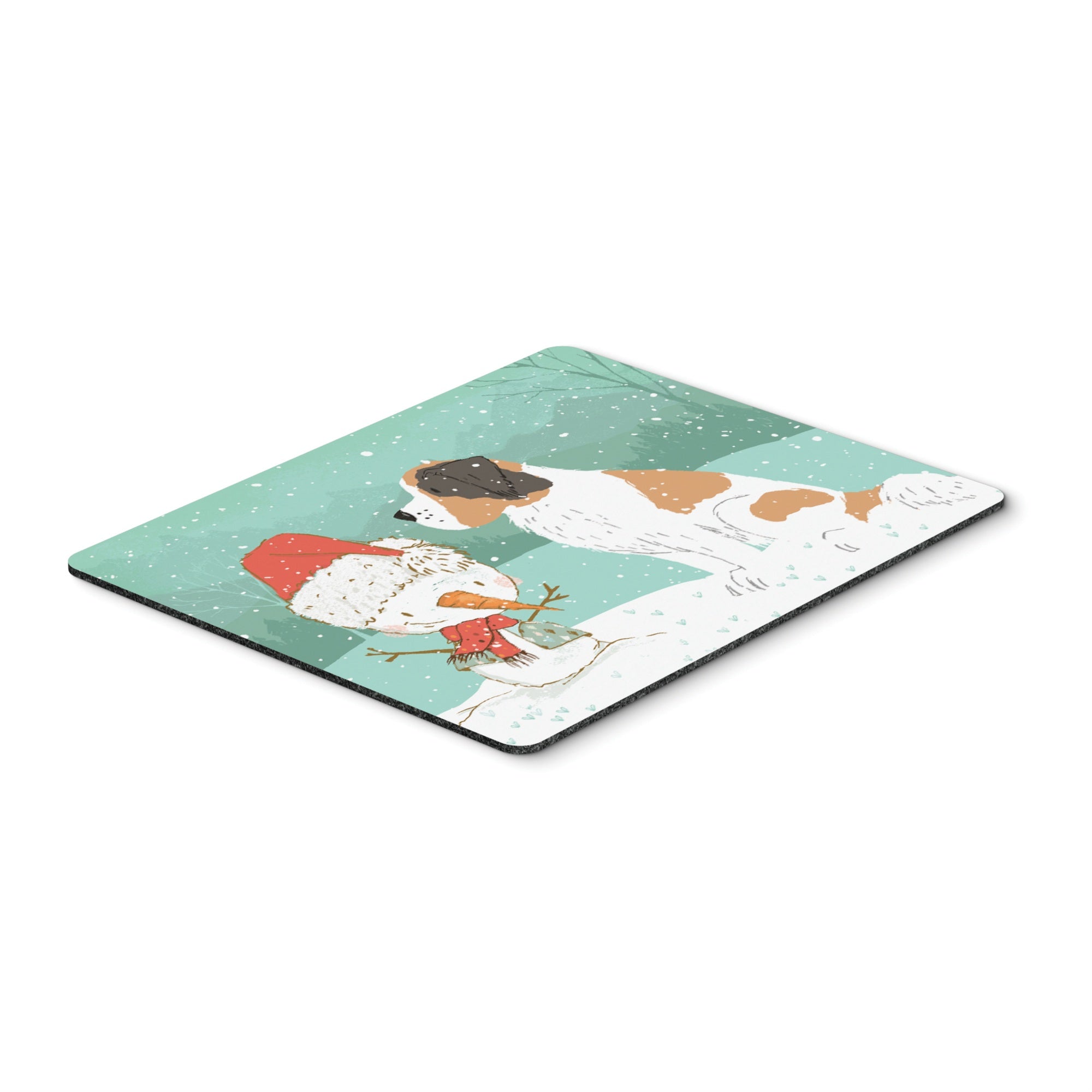Saint Bernard Snowman Christmas Mouse Pad, Hot Pad Or Trivet