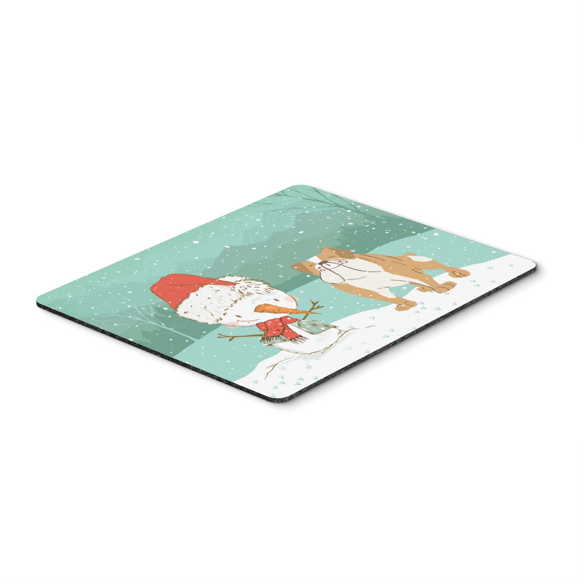 English Bulldog Snowman Christmas Mouse Pad, Hot Pad Or Trivet