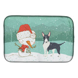 Caroline'S Treasures Black Bull Terrier Snowman Christmas Dish Drying Mat, 14 X 21