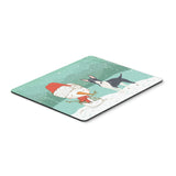 Black Bull Terrier Snowman Christmas Mouse Pad, Hot Pad Or Trivet