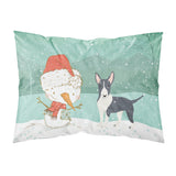 Caroline'S Treasures Snowman Black Bull Terrier Christmas Fabric Standard Pillowcase