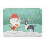 Caroline'S Treasures Black Bull Terrier Snowman Christmas Machine Washable Memory Foam Mat, Multicolor
