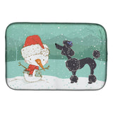 Caroline'S Treasures Black Poodle Snowman Christmas Dish Drying Mat, 14 X 21