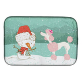Caroline'S Treasures Pink Poodle Snowman Christmas Dish Drying Mat, 14 X 21