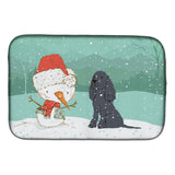 Caroline'S Treasures Black Spaniel Snowman Christmas Dish Drying Mat, 14 X 21