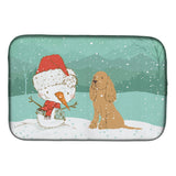 Caroline'S Treasures Tan Spaniel Snowman Christmas Dish Drying Mat, 14 X 21, Multicolor