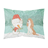 Caroline'S Treasures Red Spaniel Snowman Christmas Fabric Standard Pillowcase, Multicolor