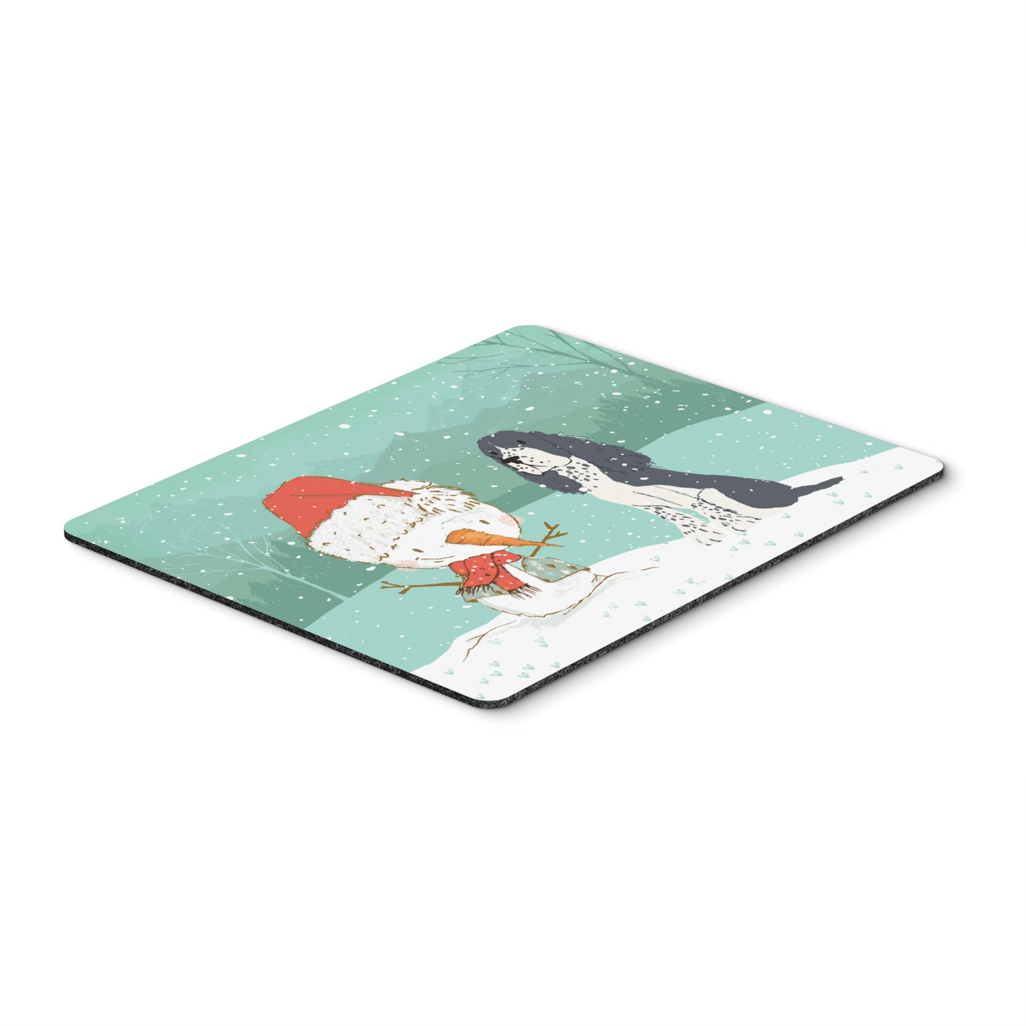 English Springer Spaniel Snowman Christmas Mouse Pad, Hot Pad Or Trivet