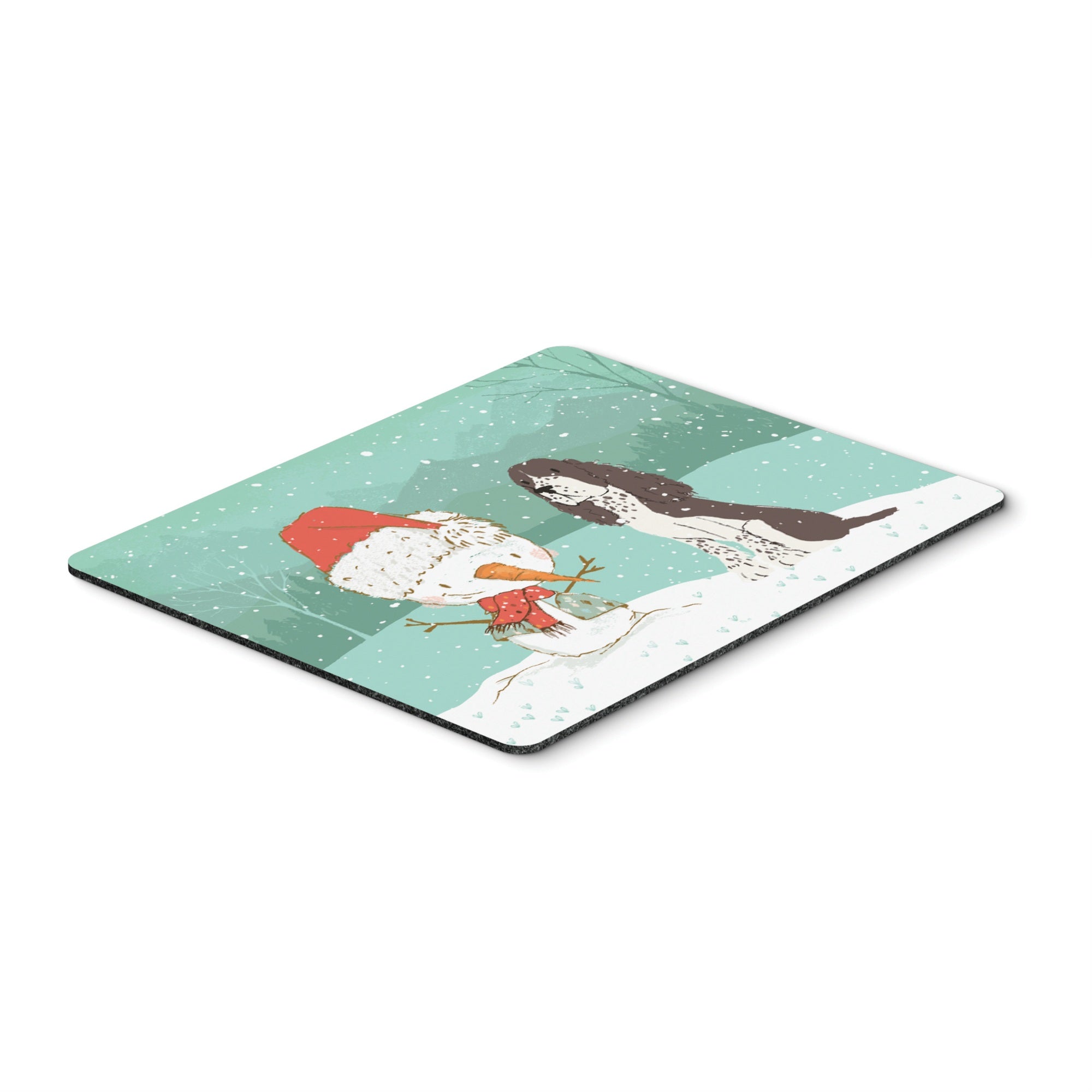 Brown English Springer Spaniel Snowman Christmas Mouse Pad, Hot Pad Or Trivet