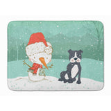 Caroline'S Treasures Black Staffie Snowman Christmas Machine Washable Memory Foam Mat, Multicolor