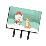 Caroline'S Treasures Brown Staffie Snowman Christmas Leash Or Key Holder Hooks, Multicolor