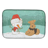 Caroline'S Treasures Airedale Terrier Snowman Christmas Dish Drying Mat, 14 X 21