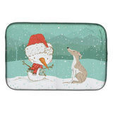 Caroline'S Treasures Whippet Snowman Christmas Dish Drying Mat, 14 X 21