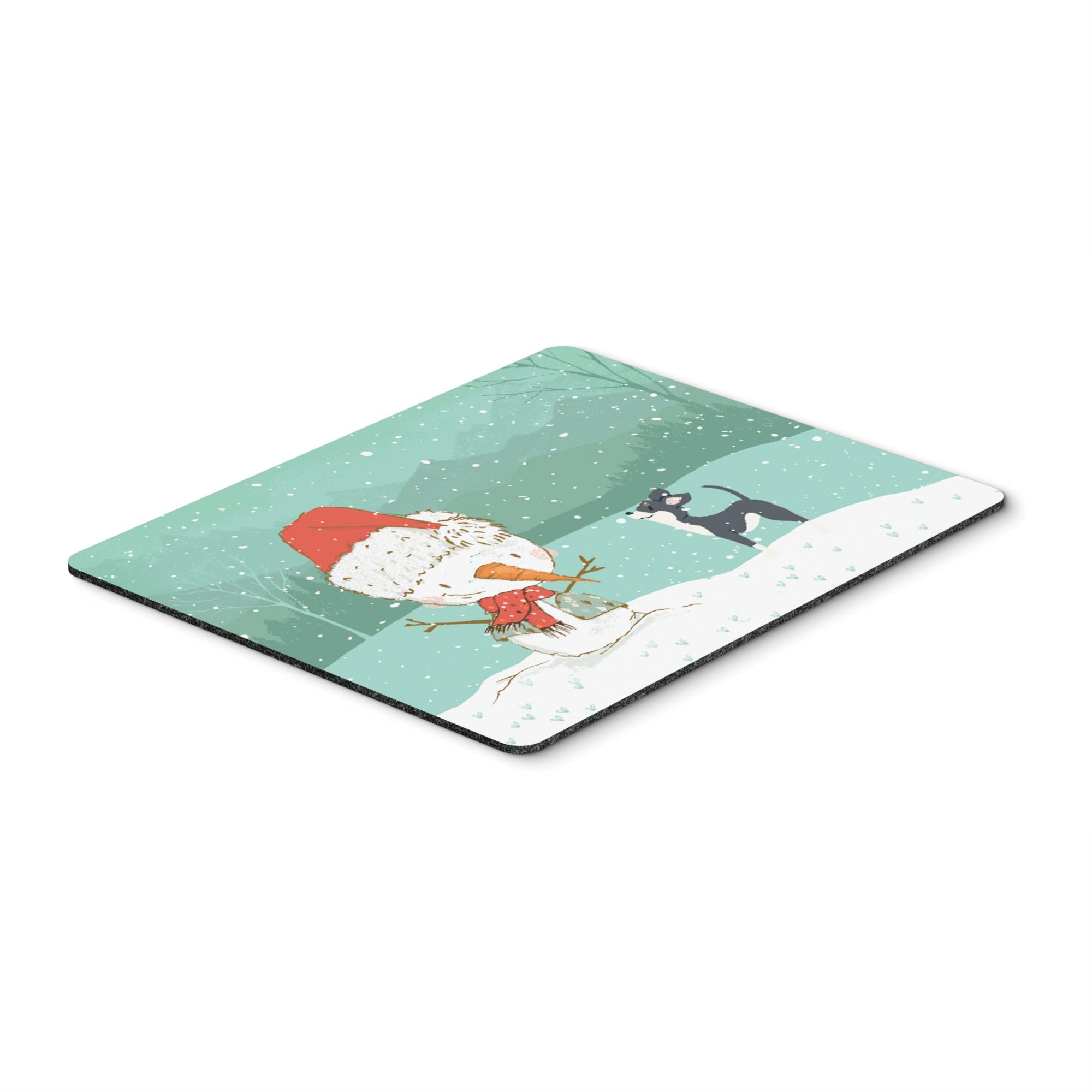 Black Chihuahua Snowman Christmas Mouse Pad, Hot Pad Or Trivet