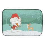Caroline'S Treasures Tan Chihuahua Snowman Christmas Dish Drying Mat, 14 X 21
