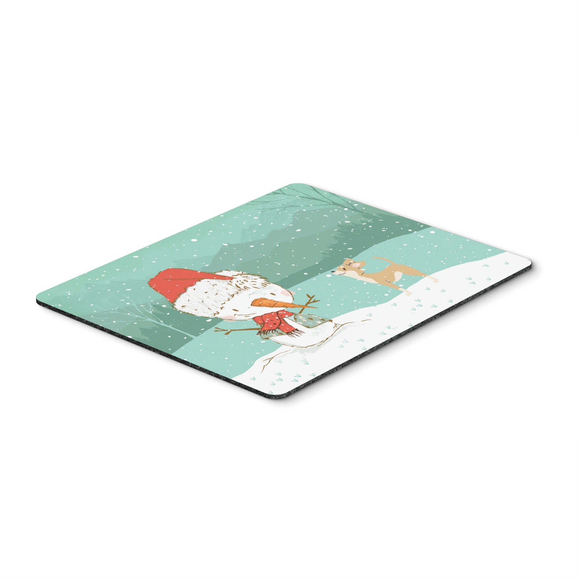 Tan Chihuahua Snowman Christmas Mouse Pad, Hot Pad Or Trivet
