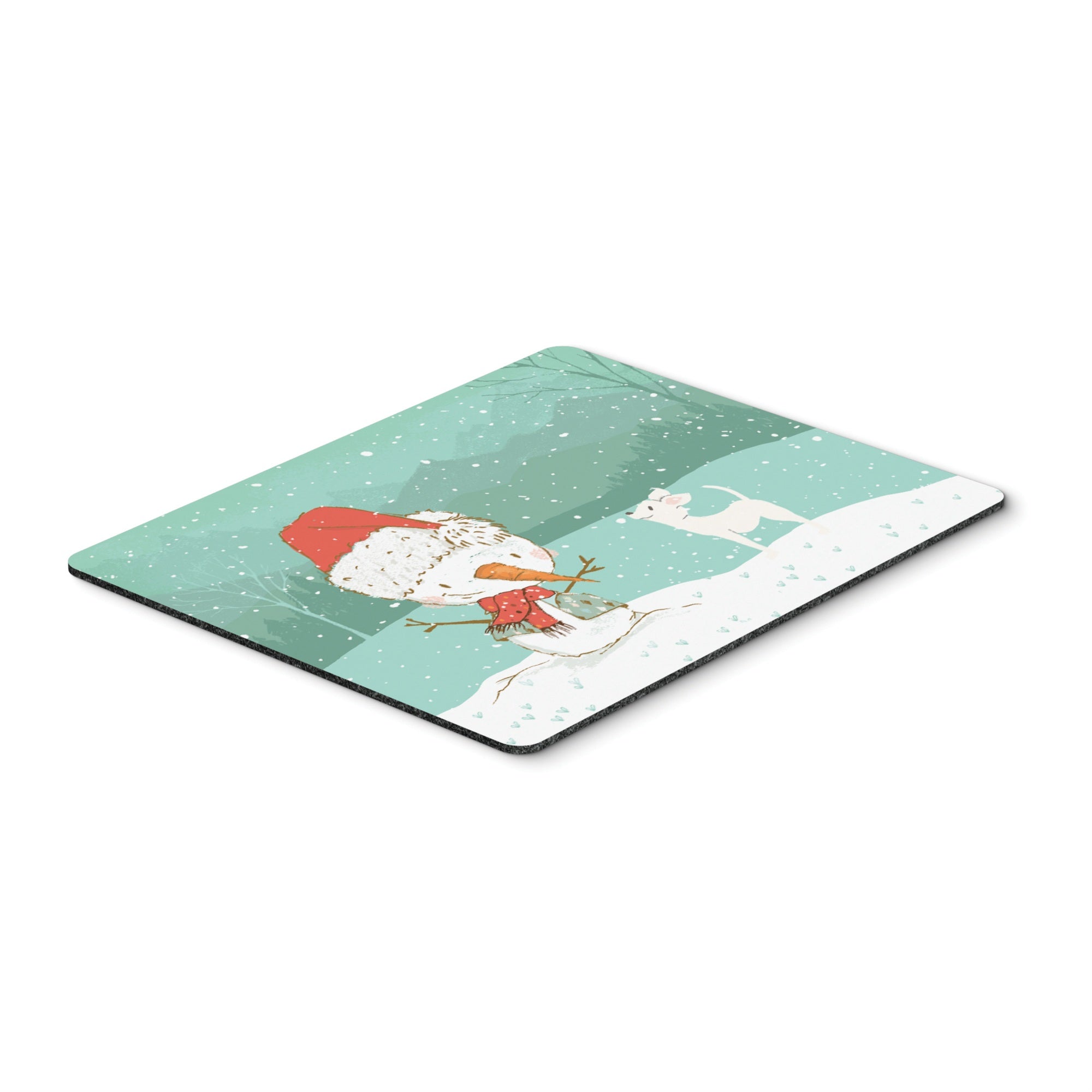White Chihuahua Snowman Christmas Mouse Pad, Hot Pad Or Trivet