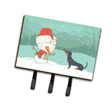 Caroline'S Treasures Black Tan Dachshund Snowman Christmas Leash Or Key Holder Hooks, Multicolor