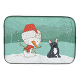 Caroline'S Treasures Black French Bulldog Snowman Christmas Dish Drying Mat, 14 X 21