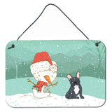Caroline'S Treasures Snowman Black French Bulldog Christmas Wall Or Door Hanging Prints