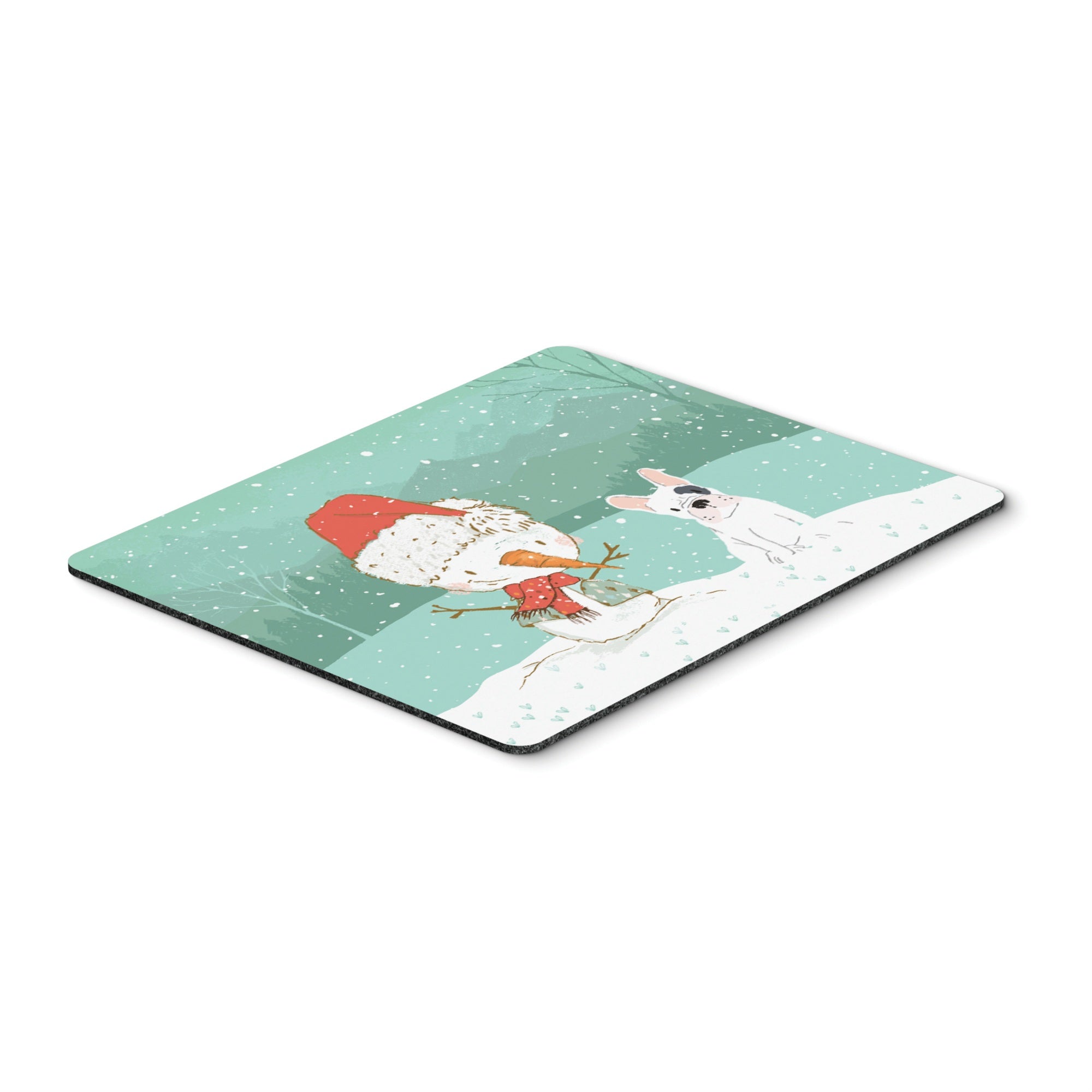 Piebald French Bulldog Snowman Christmas Mouse Pad, Hot Pad Or Trivet