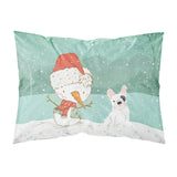 Caroline'S Treasures Snowman Piebald French Bulldog Christmas Fabric Standard Pillowcase