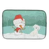 Caroline'S Treasures Maltese Snowman Christmas Dish Drying Mat, 14 X 21, Multicolor