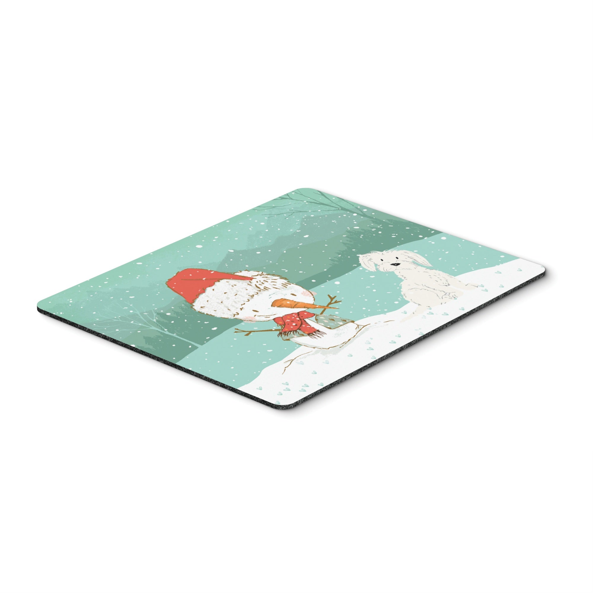 Maltese Snowman Christmas Mouse Pad, Hot Pad Or Trivet