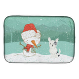 Caroline'S Treasures Black And White Terrier Snowman Christmas Dish Drying Mat, 14 X 21, Multicolor
