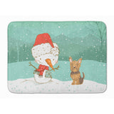 Caroline'S Treasures Yorkie Cropped Ears Snowman Christmas Machine Washable Memory Foam Mat, Multicolor