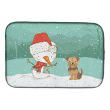 Caroline'S Treasures Yorkie Natural Ears Snowman Christmas Dish Drying Mat, 14 X 21