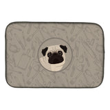 Caroline'S Treasures Ck2204Ddm Pug In The Kitchen Dish-Drying-Mats, 14X21, Multicolor
