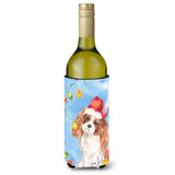 Caroline'S Treasures Christmas Blenheim Cavalier Spaniel Wine Bottle Hugger Cold-Beverage-Koozies, 750 Ml, Multicolor