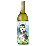 Caroline'S Treasures Ck2530Literk Flowers Alaskan Malamute Wine Bottle Hugger Cold-Beverage-Koozies, 750 Ml, Multicolor