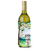 Caroline'S Treasures Ck2564Literk Under The Tree Schnauzer #2 Wine Bottle Hugger Cold-Beverage-Koozies, 750 Ml, Multicolor