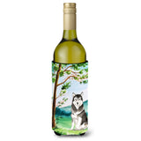 Caroline'S Treasures Ck2566Literk Under The Tree Alaskan Malamute Wine Bottle Hugger Cold-Beverage-Koozies, 750 Ml, Multicolor