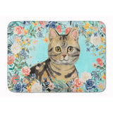 Caroline'S Treasures American Shorthair Brown Tabby Spring Flowers Machine Washable Memory Foam Mat Doormats, Multicolor